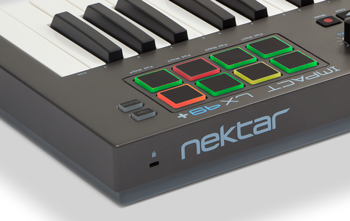 Illuminated multi-colour pads of the Nektar Impact LX49+