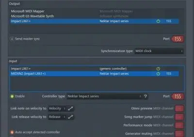 Image 1) Impacts MIDI ports should be configured as per the above in Windows