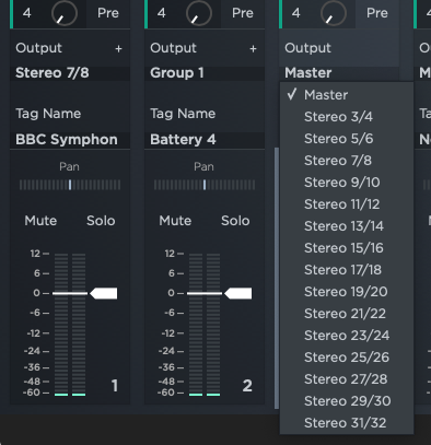 Nektarine channel output selection